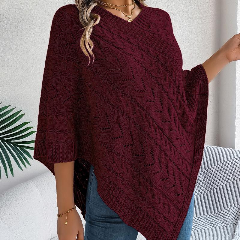 Women's Cable Knit Cape Sweater Oversized Open Front Poncho Coat Casual Solid Color