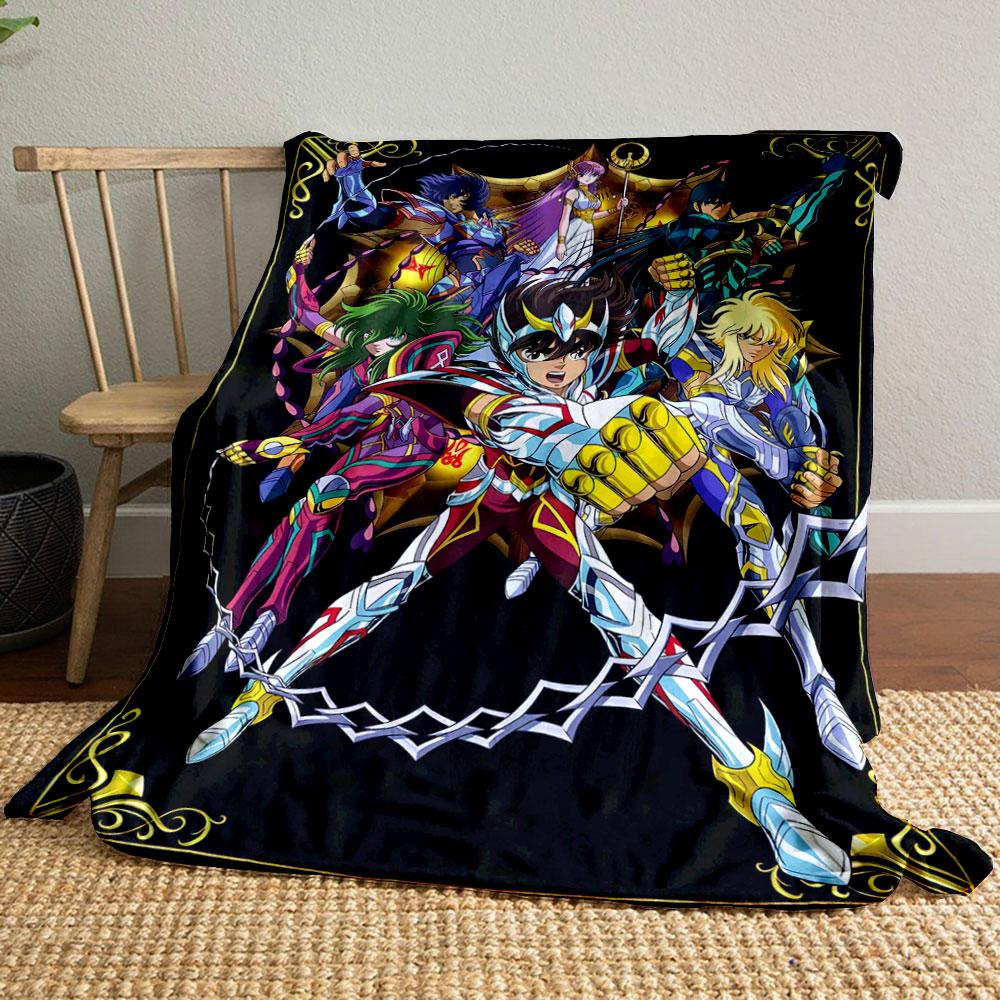 Dynamic armored characters in vivid poses with cosmic-themed designs. for all seasons blanket lunch break throw gift