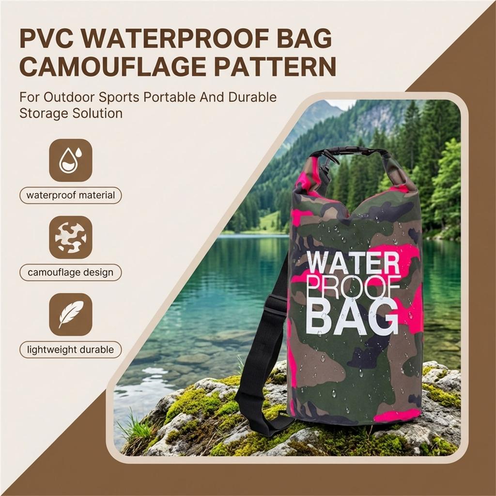 Pvc Waterproof Bag Camouflage Pattern For Outdoor Sports Portable And Durable Storage Solution