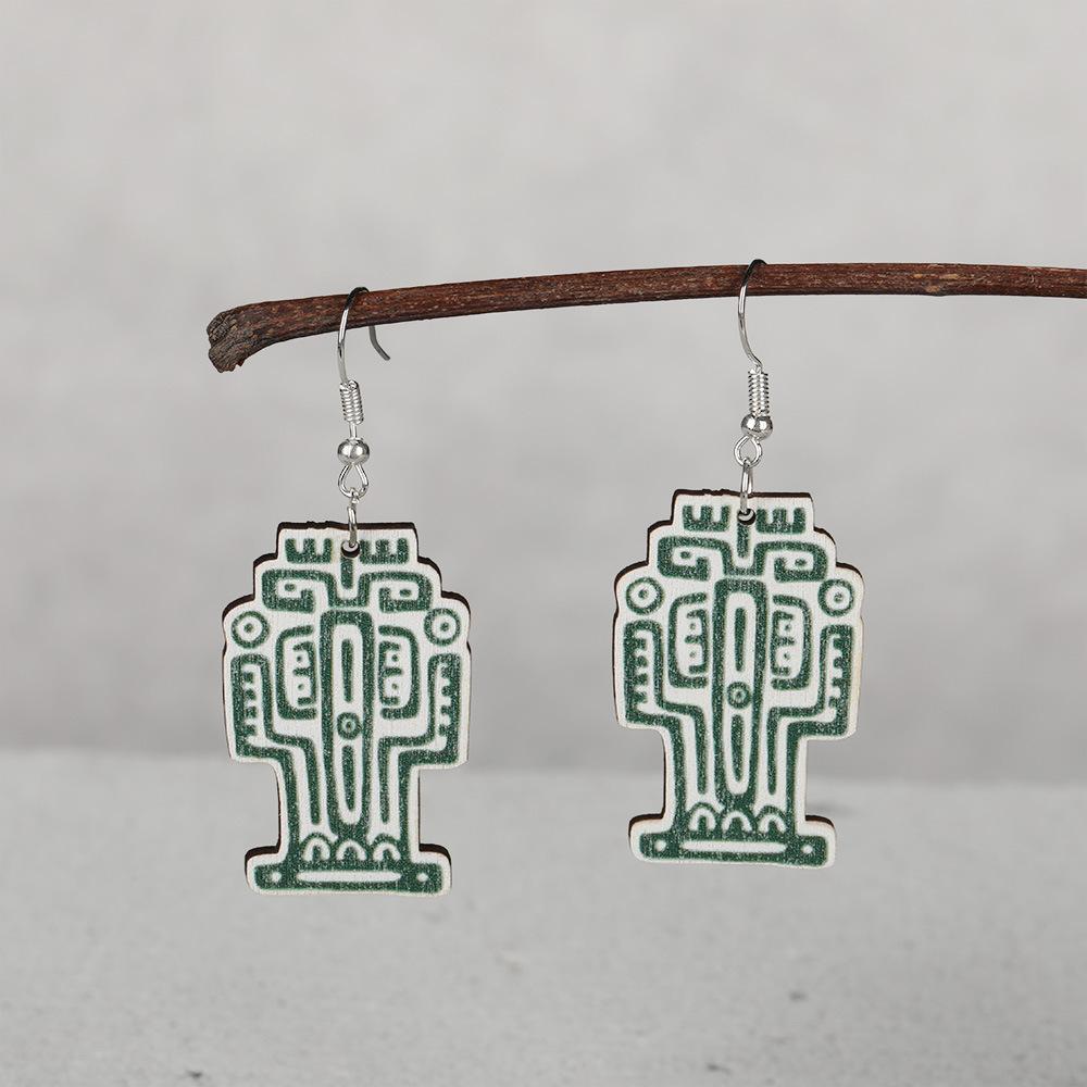 Новые деревянные именные серьги и аксессуары с изображением животных майя