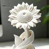 Матовая Настольная Фигурка Подсолнуха, 3D Печатное Украшение, Белый Цветок в Нордическом Стиле для Стола, Цветочная Статуэтка, Эстетичное Украшение для Настольной Полки,