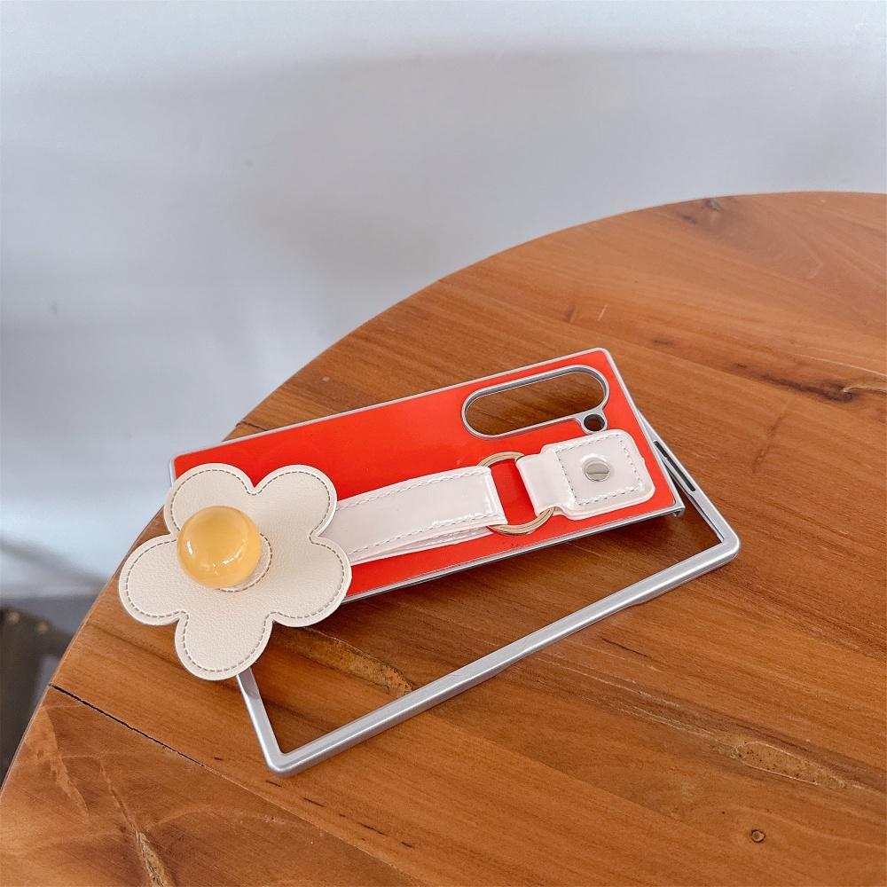 Мультяшный Цветочный Браслет Кожаный Чехол для Samsung Galaxy Z Fold 7 6 5 zfold 3 4 Контрастный Цветной Ремешок-Браслет Ударопрочный Защитный Чехол