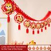 Chinese New Year Good Luck String Garland Happy Lunar New Year Hanging Banner 2026 Spring Festival Bunting Garland for Home Office Backdrop Decoration