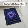 Purple Floral Theme Soft Crystal Velvet Rug Custom Name & Text Print Non Slip Floor Rug for Bedroom Living Room