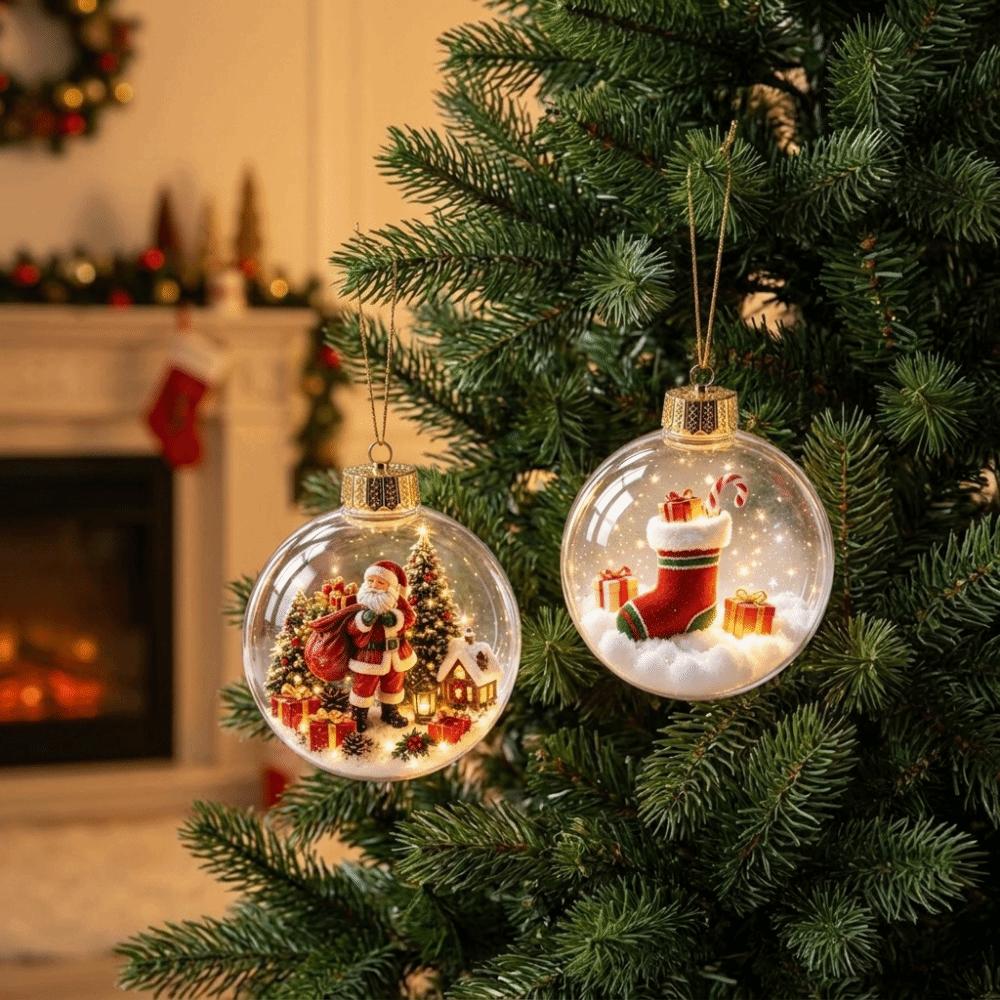 LED Lighted LED Christmas Tree Globe Decor Xmas Snow Globe Ornament  Christmas Tree Decoration