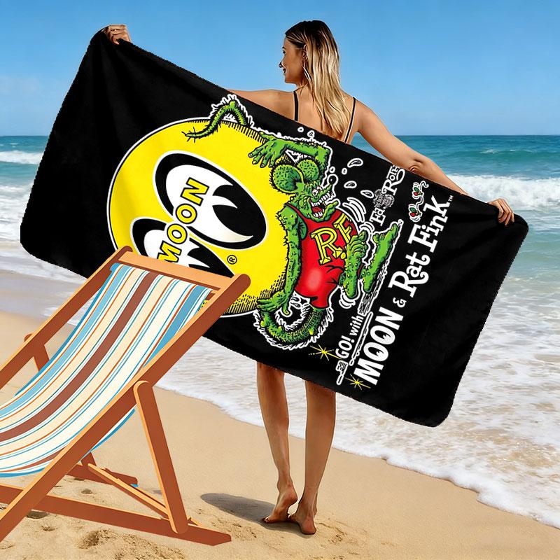 Moon Print Beach Towel, Large Soft Quick Dry Towel for Beach Camping Swimming