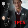 1pcs Tassel Chain Hat Brooch Fashion Vintage Men Suit Shirt Collar Coat Badge Lapel Pin Brooches Clothing Jewelry Accessories Gifts