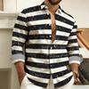 Men's Striped Long-sleeve Button-up Shirt, Casual Daily Wear
