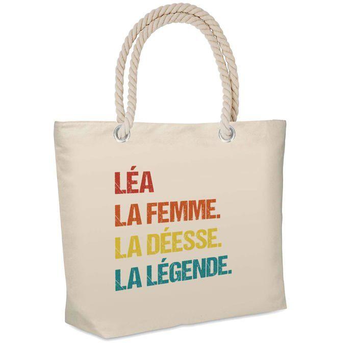 Sac de plage - PLANETEE - Léa Déesse Légende Vintage - Coton - Isotherme - Beige