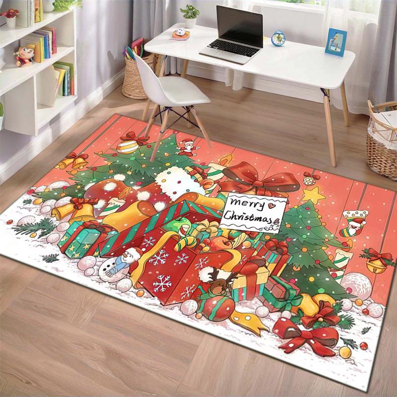 Merry Christmas Festive Greetings Carpet Printing Home Decor Protective Pad Doormat Art