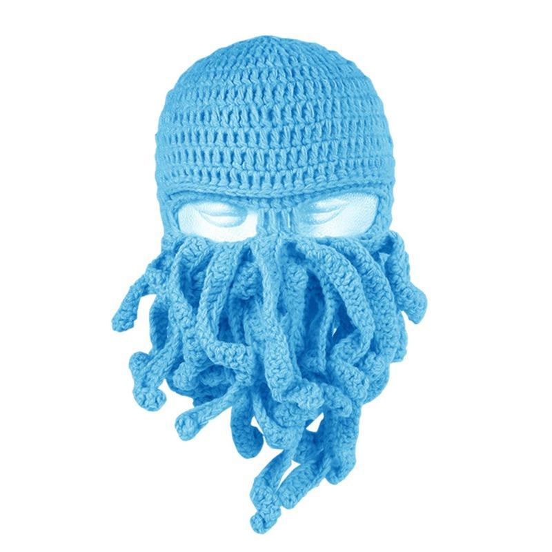 Смешная зимняя теплая шапка с усами осьминога для косплея