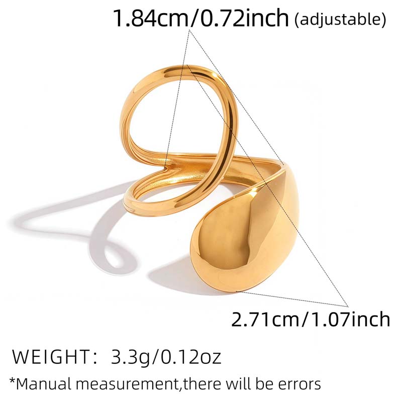 Metal Hollow Geometric Open Rings For Women Stainless Steel Gold Lines Spiral Adjustable Finger Ring Jewelry