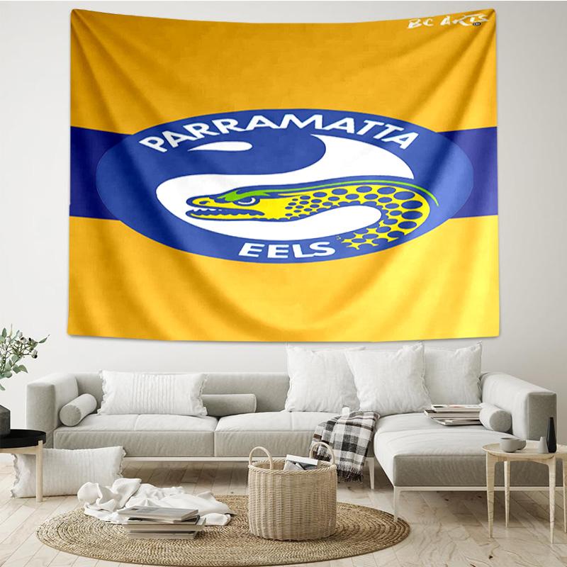 Parramatta Eels Team Crest Tapestry Room Decoration Wall Hanging for Living Room Bedroom, dormitory, Birthday and Christmas gifts
