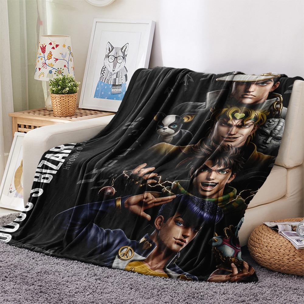 1PC Jojos Bizarre Adventure Patterned Flannel Blanket Suitable For All Seasons For Home Decor Warmth And Comfort Gifts Holiday Present