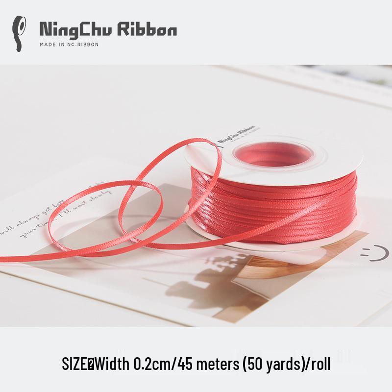 Двусторонняя атласная лента 2 мм для закладки, свадебных бантов и подарочной упаковки