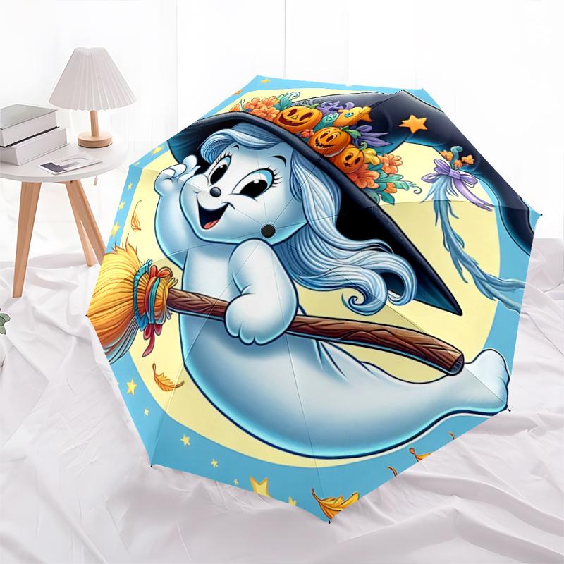 1pc Beautiful witch ghost Durable Cartoon Folding Cartoon Umbrella, Portable Compact Umbrella for Men and Women P013
