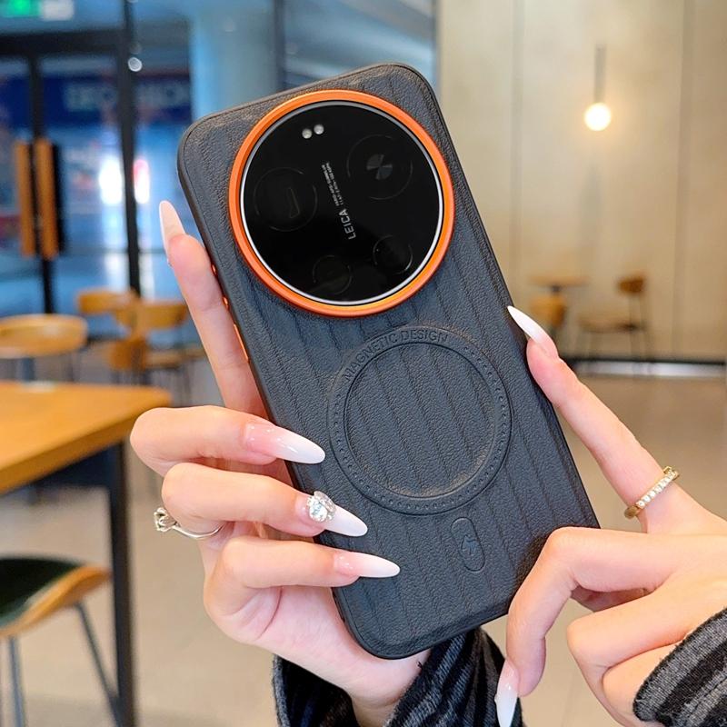 For Xiaomi 17 15 14 Ultra Case Magnetic Magsafe Metal Alloy Camera Protection Independent Buttons Vegan Leather Case Cover