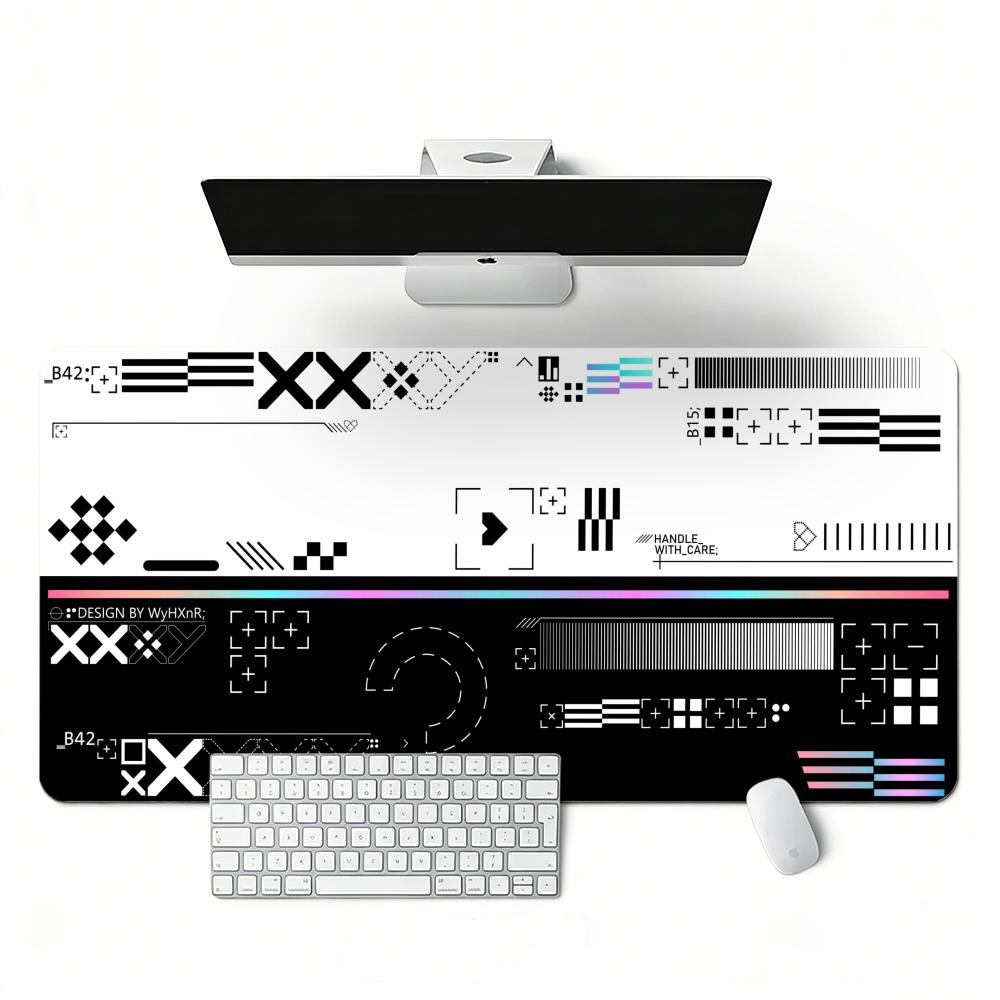 Geometric Pattern Extra Large Gaming Mouse Pad, Non-Slip Edge Keyboard Rug, XXL Desktop Mouse Mat, Computer Accessories, 100x50