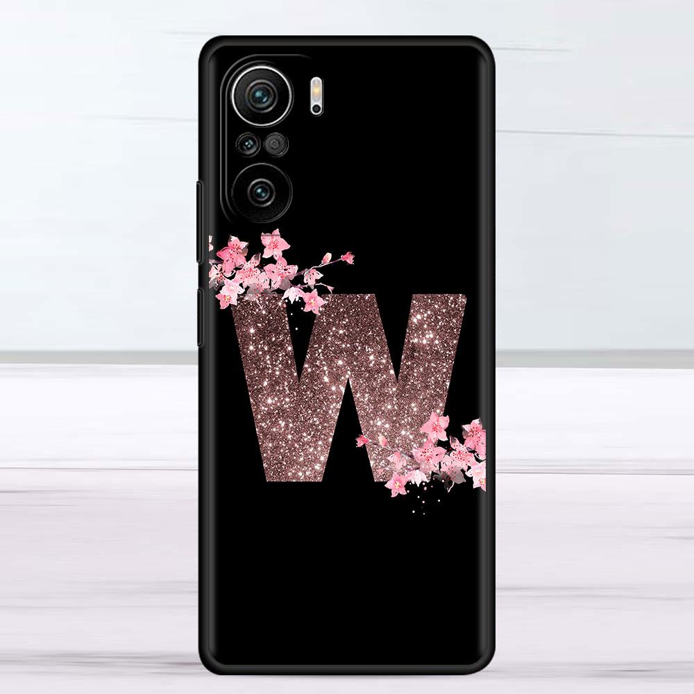 Розовый модный чехол с цветочной буквой MN для Xiaomi Redmi Note 11 10 Pro 12 9S 9 8 9C 9A K40 10C 8T 9T, силиконовый чехол для телефона