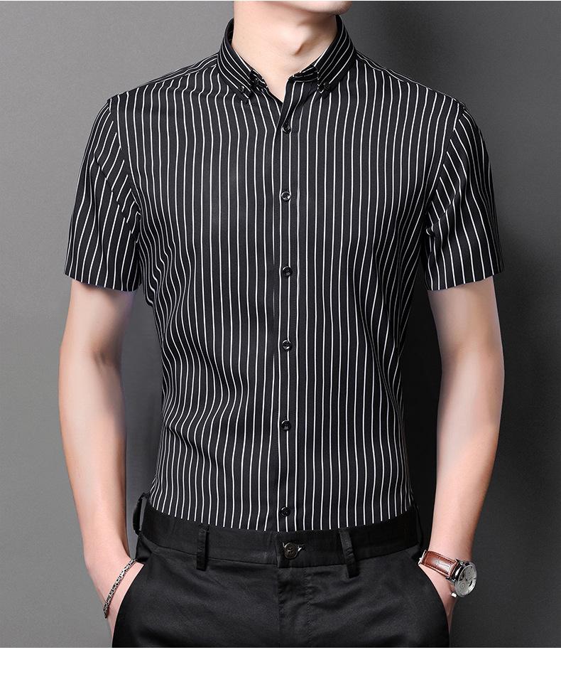 Мужская стрейчевая деловая рубашка: Полосатый с длинным или коротким рукавом, коллекция весна/лето