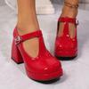 Fashion Women Pumps Designer Platform Mary Jane Shoes for Women Fashion Elegant Double Buckle Thick Heel Shoes Party High Heels Shoes