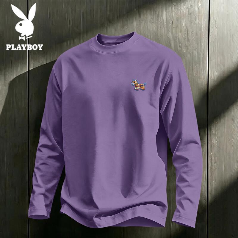 PLAYBOY Мужская хлопковая футболка с длинным рукавом и круглым вырезом