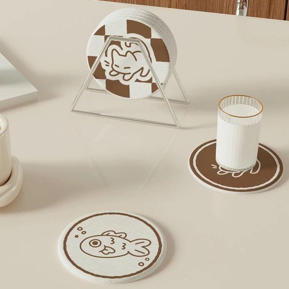 Round Diatom Mud Coaster Non-slip Cup Mat Practical Tableware Mat  Home