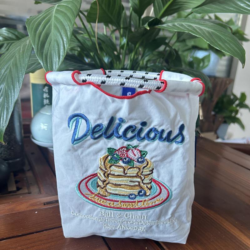 «Экологичная японская нейлоновая холщовая сумка для покупок с вышитыми цветами»