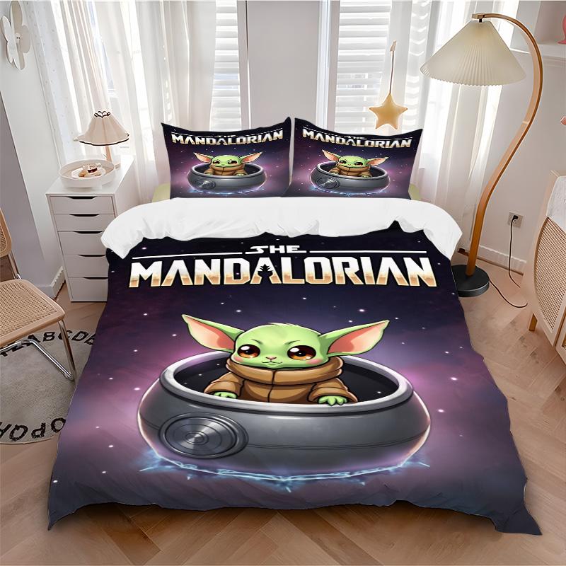 Baby Yoda Adventure Print 3Pcs Bedding Setduvet Cover With 2 Bedropillowcase Home Birthday Gift