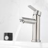Basin Sink Bathroom Faucet Deck Mounted Hot Cold Water Basin Mixer Taps Matte Black Silver Sink Tap Crane Stainless Steel Faucet