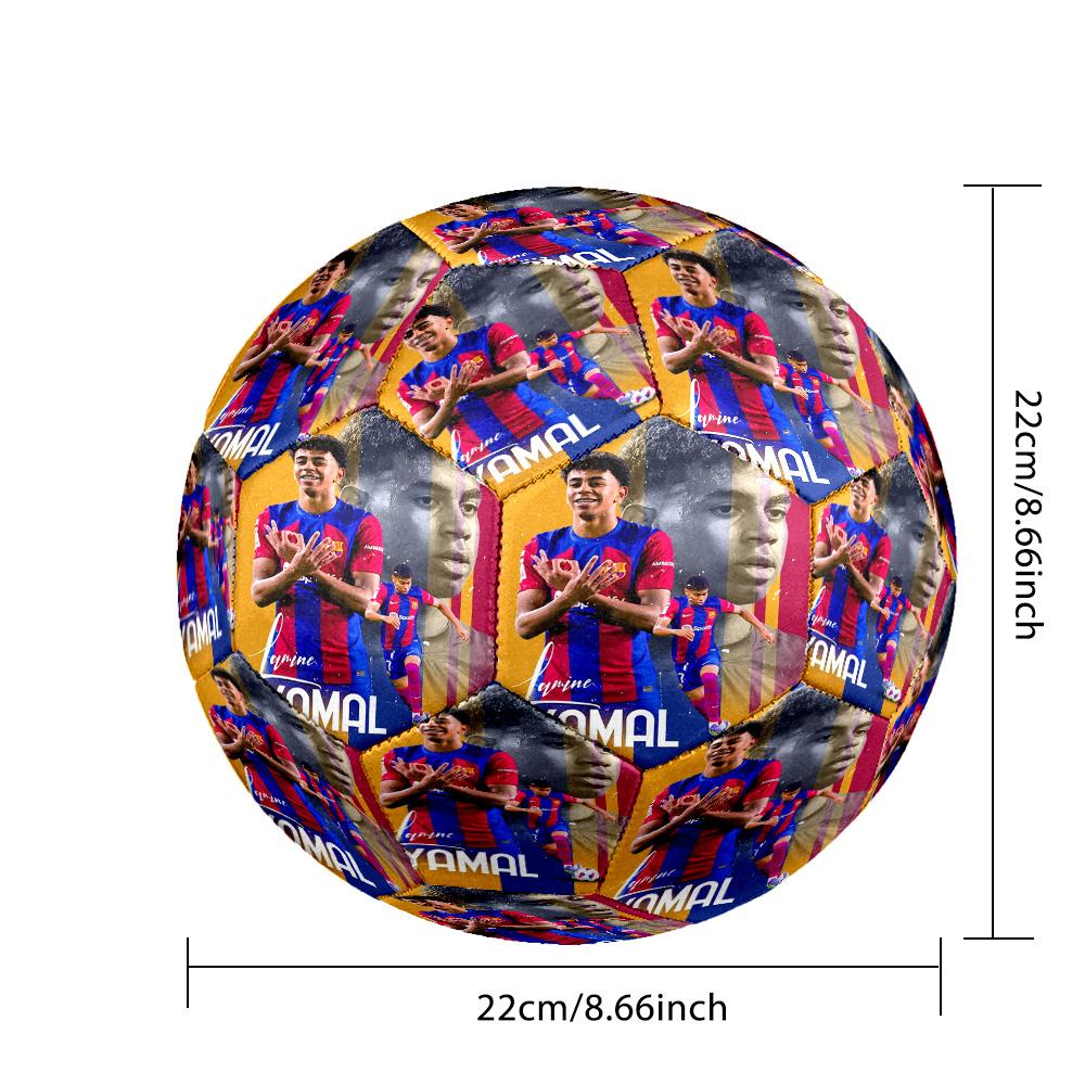 Lamine Yamal's Barcelona Debut Celebration Size 5 Soccer Ball Machine-Stitched Indoor/Outdoor Training and Matches perfect gift for sports enthusiasts
