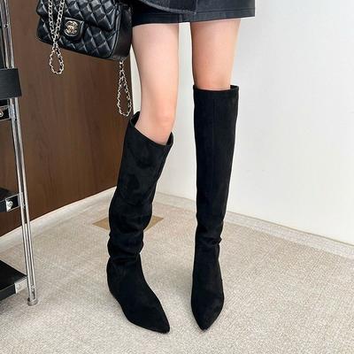 Женские сапоги Maillard из новой тонкой коричневой кожи, маленького размера, с внутренней высотой до колена, сапоги-чулки