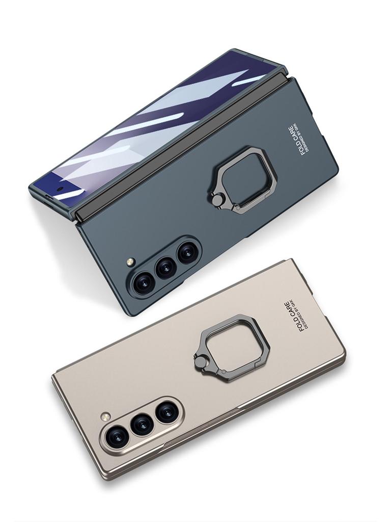 Чехол для Samsung Z Fold7: Квадратная подставка-кольцо, Встроенный чехол, Персонализированная пленка, Защитный чехол от падений для мужчин и женщин