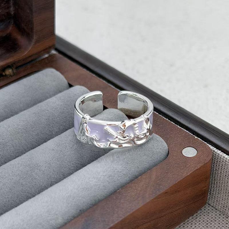 Atlantis Whale Enamel Gradual Change Opening Ring Niche High Sense Cold Wind Couple Ring Woman