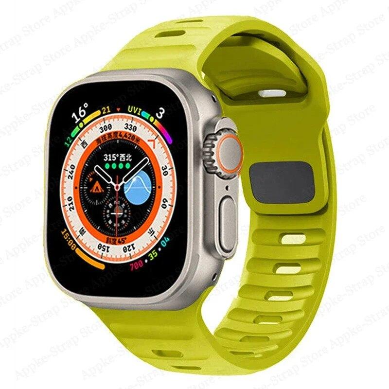 Silicone Strap for Apple Watch Band Ultra 2 49mm Correa Bracelet for Iwatch 9 8 7 6 5 SE 4 3 2 1 44mm 40mm 41mm 45mm 38mm 42mm Watchband