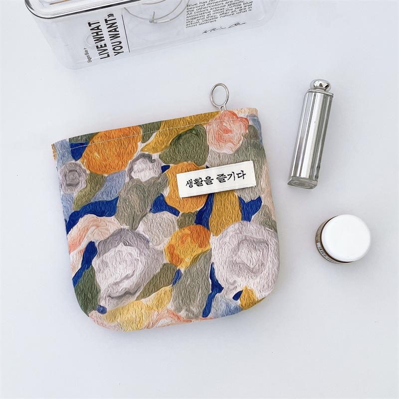 Mini Cotton Floral Organizer Bags for Women Bag Small Fabric Cosmetic Make Up Bag Little Purse Coin Pouch Children Cosmetic Case