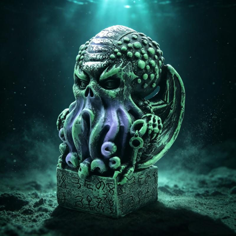 Curious dark Cthulhu sculpture, winged old god octopus model study shelf atmosphere decoration collection decoration