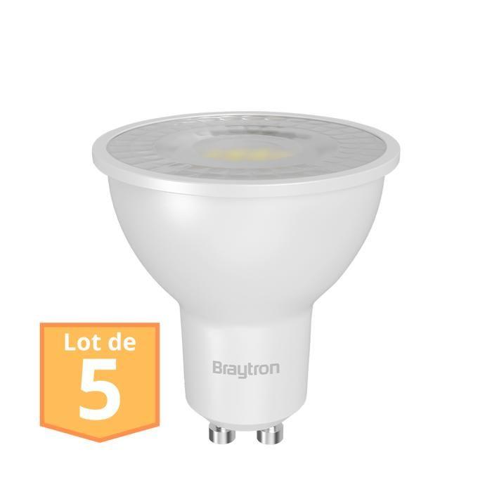Set of 5 Braytron GU10 LED Bulbs 6.5W 6500K 630 Lumens
