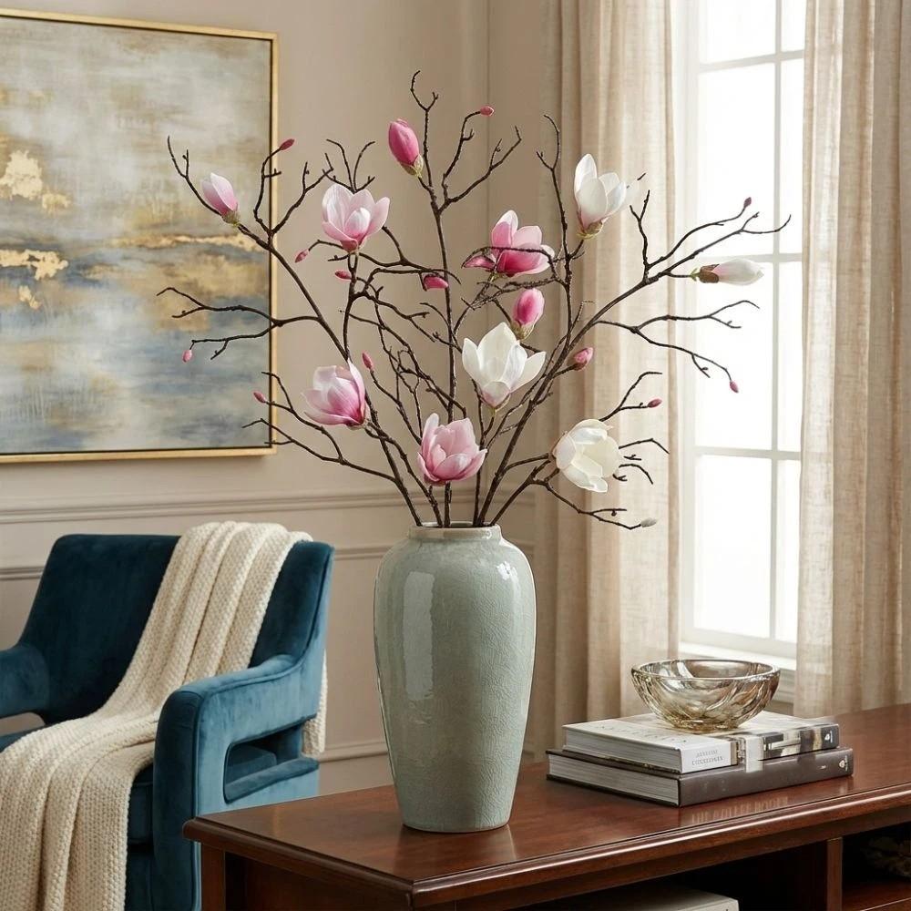 Real Touch Simulation Big Magnolia Large Artificial Orchid Fake Silk Flower  Table Decoration