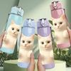 1PC Thumbs Up White Cat Bust Print 750ml Color Plastic Sports Water Bottle Leakproof Flip Straw Lid For Sports Office Home Use