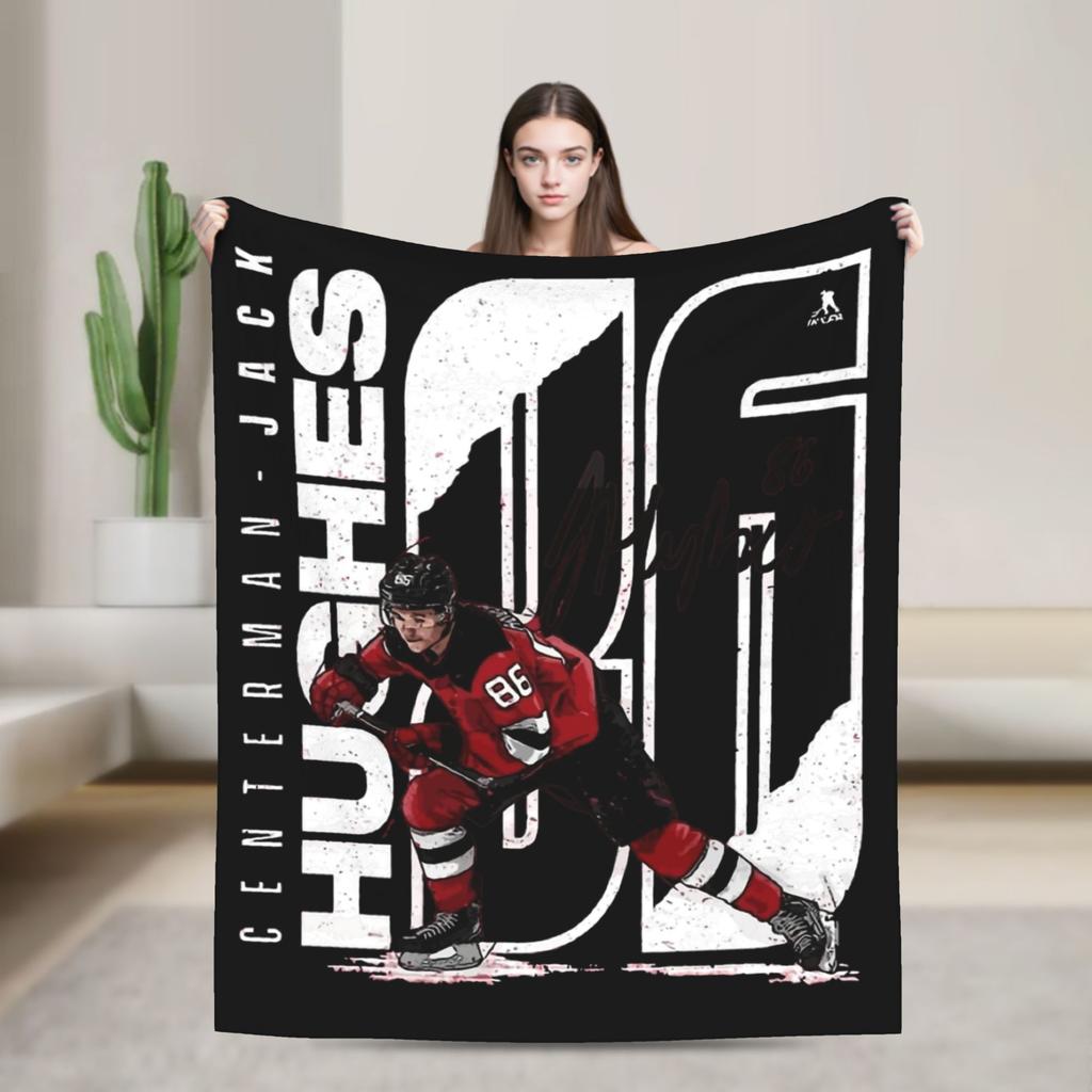 Jack Hughes USA Gold Medal Hockey Blanket Flannel Textile Decor Multi-function Warm Throw Blanket for Bedding Car Bedspread