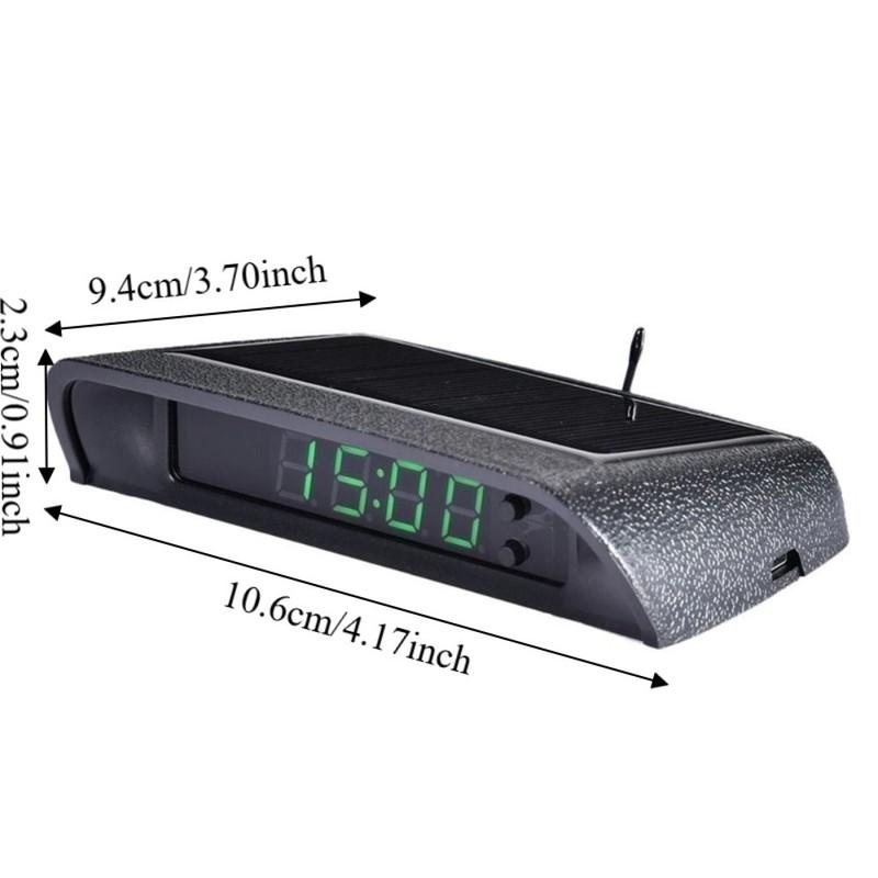 Solar Powered Car Digital Watch High Precision Night Light Car Clock Multi-functional Luminous LED Digital Car Clock Car Use