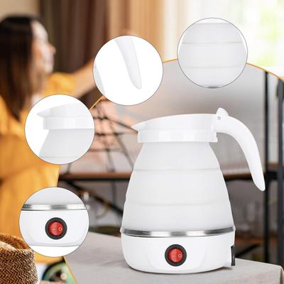 Складной электрический чайник для путешествий 600 мл, силиконовый, легкий, маленький, белый