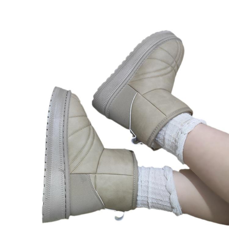 Зимние ботинки на толстой подошве, женские модели, зимние, утолщенные, водонепроницаемые, нескользящие, теплые, северо-восточные, хлопковые, короткие ботинки