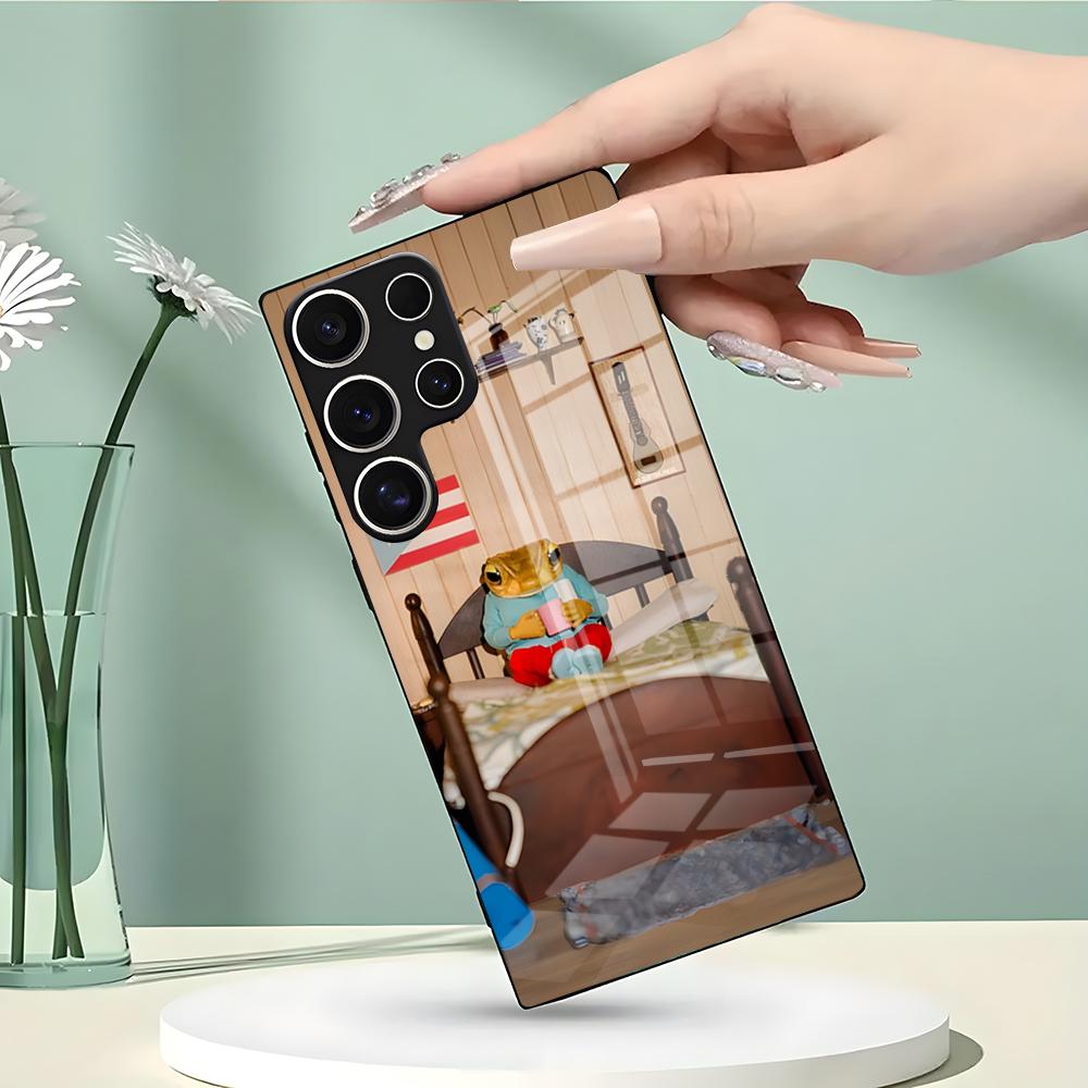 Чехол для телефона B-Bad B-Bunnys FROG DTMF для Samsung S26 S25 Edge Ultra 23 22 21 20 Ultra Plus S24 Fe Стеклянная крышка