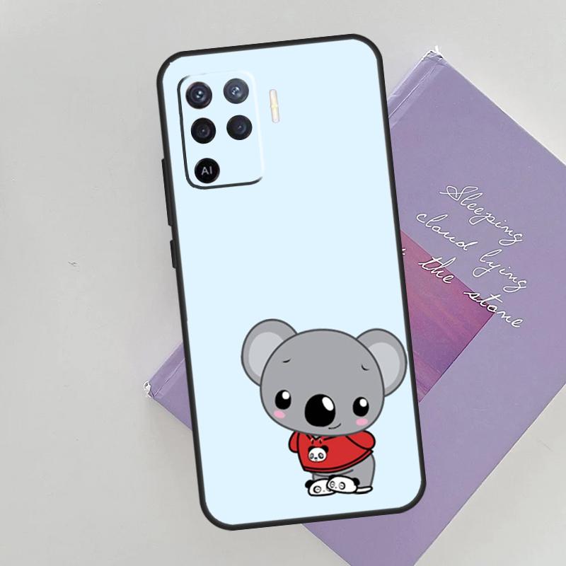 Милый Мультяшный Коала Чехол для Телефона Для Oppo A74 A53 A54 A94 A15 A16 A17 A52 A72 A76 A96 A57S A58 A78 A98 Задняя Крышка