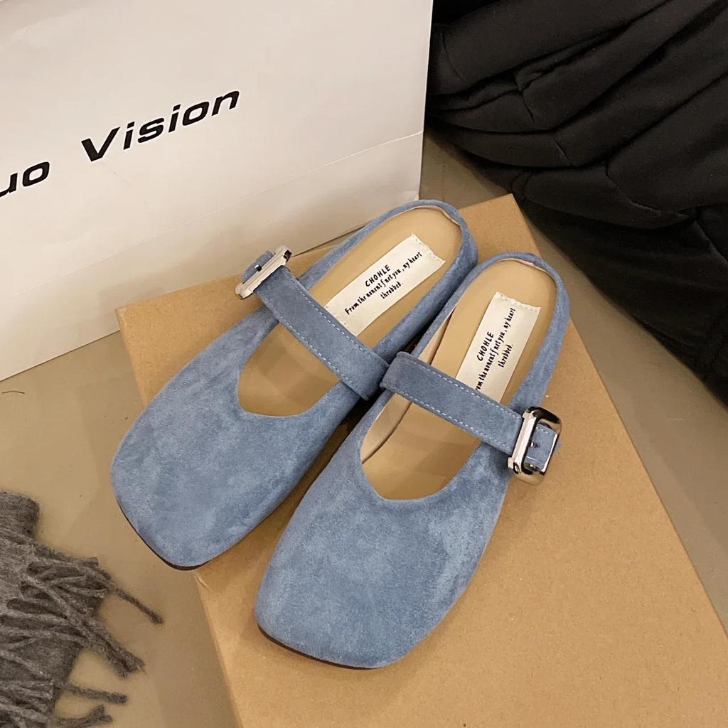 Fashion Famous Brand Spring Retro Single Shoes Comfortable Rubber Bottom Ladies Sandals Wider Toe Box Ballerina Slippers Style