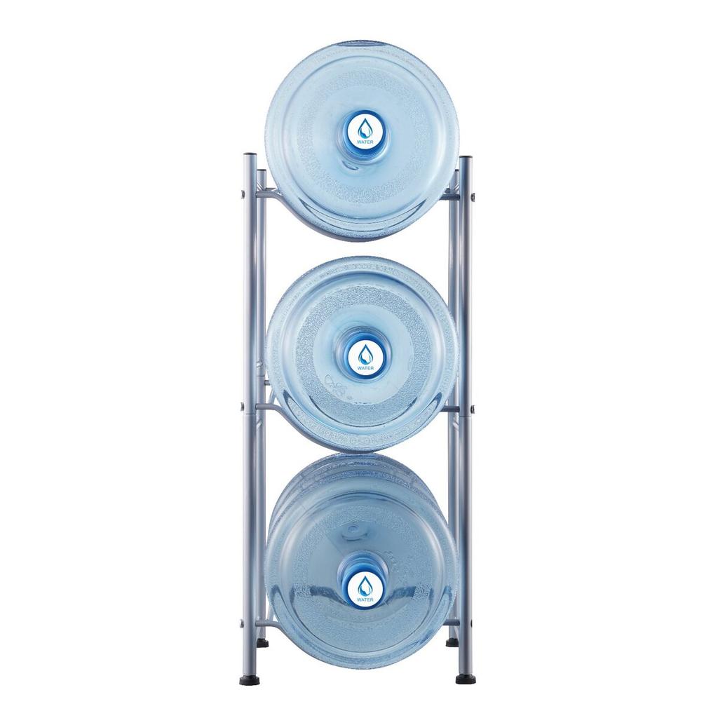 3 Tiers Water Jug Holder Single Row Water Bottle Rack for 3 Bottles Silver