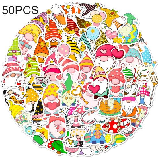50 шт., водонепроницаемая самоклеящаяся наклейка с гномом, прозрачная печать, наклейка с мультяшным гномом для ноутбуков, скейтбордов, бутылки