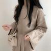 Korean Chic Long-Sleeve Knit Sweater: Women's Petite, Loose, Round Neck, Solid Color, Early Spring Style.